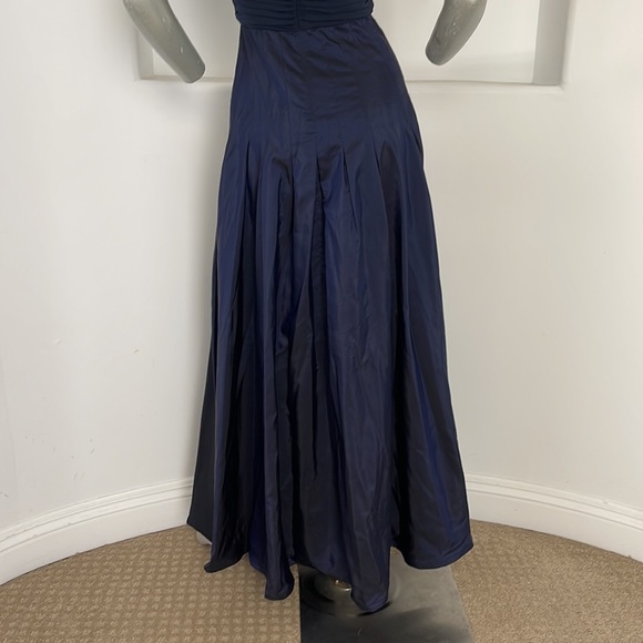 TADASHI Collection Ruched Taffeta Gown Navy Blue Size 2 - Picture 8 of 13